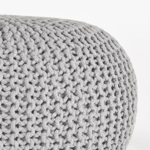 LABEL51 Poef Knitted – Grijs Katoen – 70x70x35cm LABEL51 Poef Knitted – Grijs Katoen – 70x70x35cm