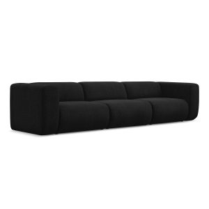 LaMiaSofa 4-zits bank Bari – chenille stof – zwart – 319x89x70