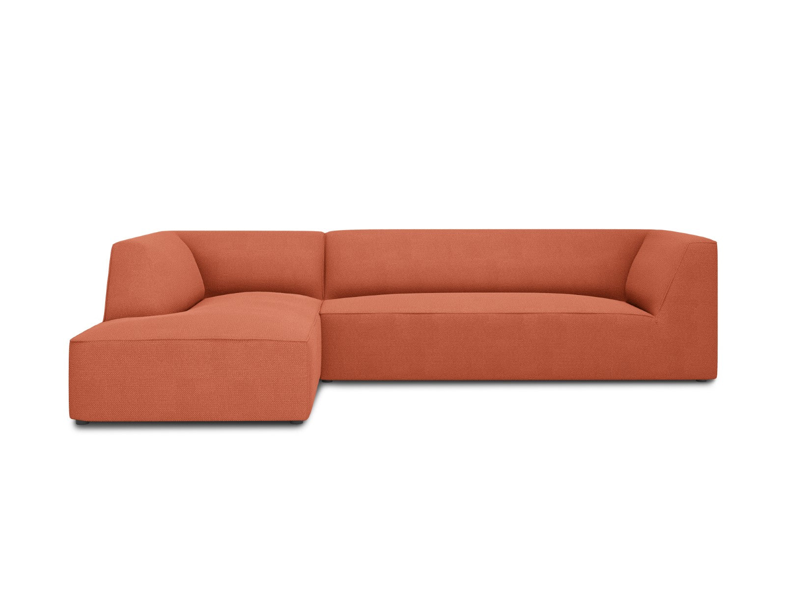 Micadoni linker hoekbank Ruby 4-zits, structurele stof, koraal - 180x2