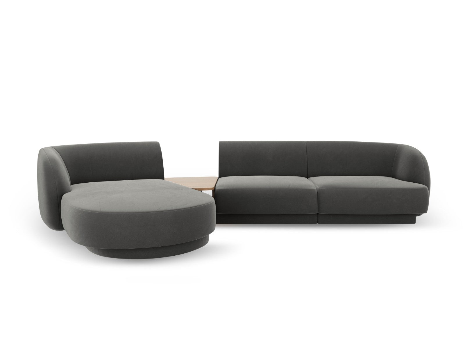 Micadoni linker modulaire bank Miley 3-zits, flueel, lichtgrijs - 178x