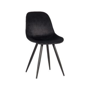 LABEL51 Eetkamerstoel Capri – Zwart Velvet – Set van 2