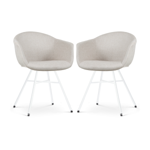 Nolon Noa-Otis Eetkamerstoelen Set van 2 – Beige – Witte Poten Nolon Noa-Otis Eetkamerstoelen Set van 2 – Beige – Witte Poten