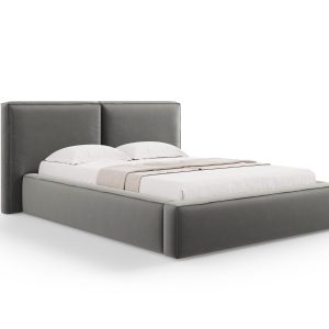Micadoni Opbergbed met hoofdeinde Jodie 140x200cm, flueel, lichtgrijs Micadoni Opbergbed met hoofdeinde Jodie 140x200cm, flueel, lichtgrijs