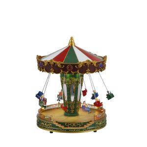 LuVille Kerstdorp Miniatuur Kermisattractie Zweefmolen – H27 x Ø21 cm LuVille Kerstdorp Miniatuur Kermisattractie Zweefmolen – H27 x Ø21 cm