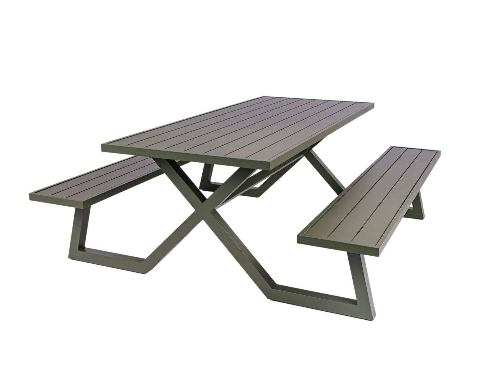 MaximaVida luxe aluminium picknicktafel Dex 200 cm olijfgroen met excl