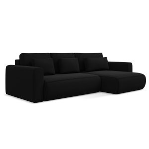 LaMiaSofa hoekbank rechts Perugia – velours – zwart – 278x149x82 LaMiaSofa hoekbank rechts Perugia – velours – zwart – 278x149x82