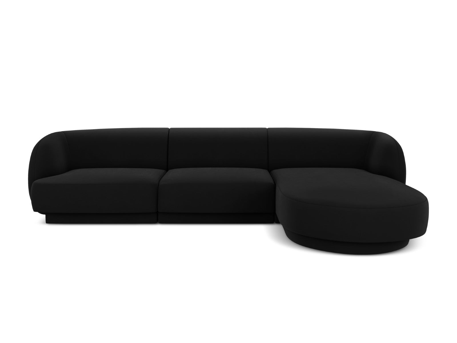 Micadoni rechter hoekbank Miley 4-zits, flueel, zwart - 156x255x70cm