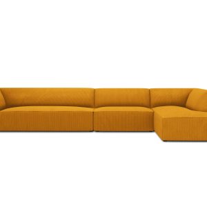 Micadoni rechter hoekbank Ruby 5-zits, ribfluwelen, geel – 180x366x69c Micadoni rechter hoekbank Ruby 5-zits, ribfluwelen, geel – 180x366x69c