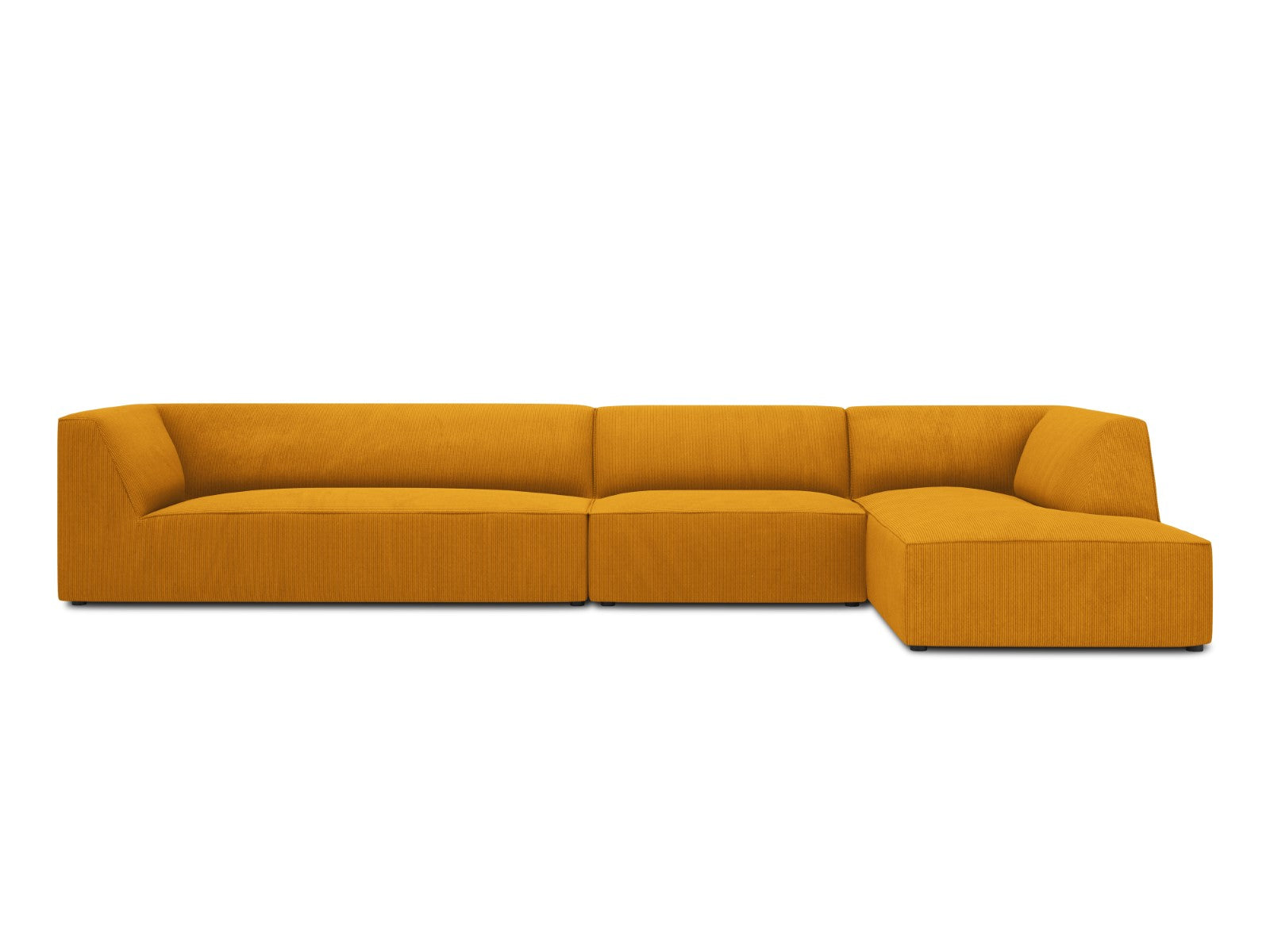 Micadoni rechter hoekbank Ruby 5-zits, ribfluwelen, geel - 180x366x69c