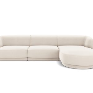 Micadoni rechter hoekbank Miley 4-zits, flueel, lichtbeige – 156x255x7 Micadoni rechter hoekbank Miley 4-zits, flueel, lichtbeige – 156x255x7
