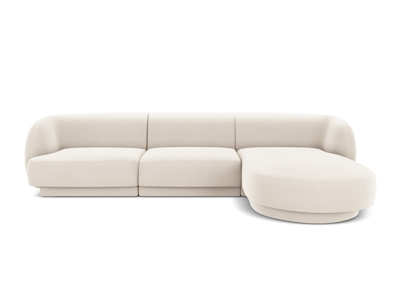 Micadoni rechter hoekbank Miley 4-zits, flueel, lichtbeige - 156x255x7