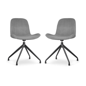 Nolon Nola-Fé Draaibare Eetkamerstoelen Set van 2 Velvet Grijs – Zwart Nolon Nola-Fé Draaibare Eetkamerstoelen Set van 2 Velvet Grijs – Zwart