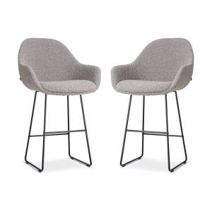 Nolon Nino-Mae Barkrukken Set van 2 – Bouclé Taupe – Zwart – 65 cm