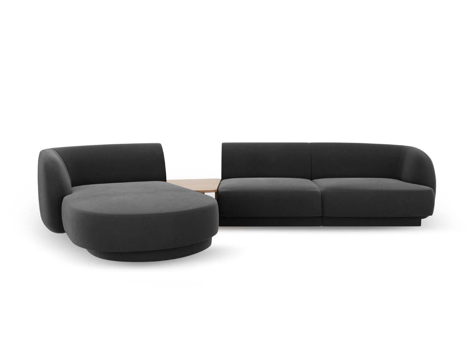 Micadoni linker modulaire bank Miley 3-zits, flueel, grijs - 178x303x7