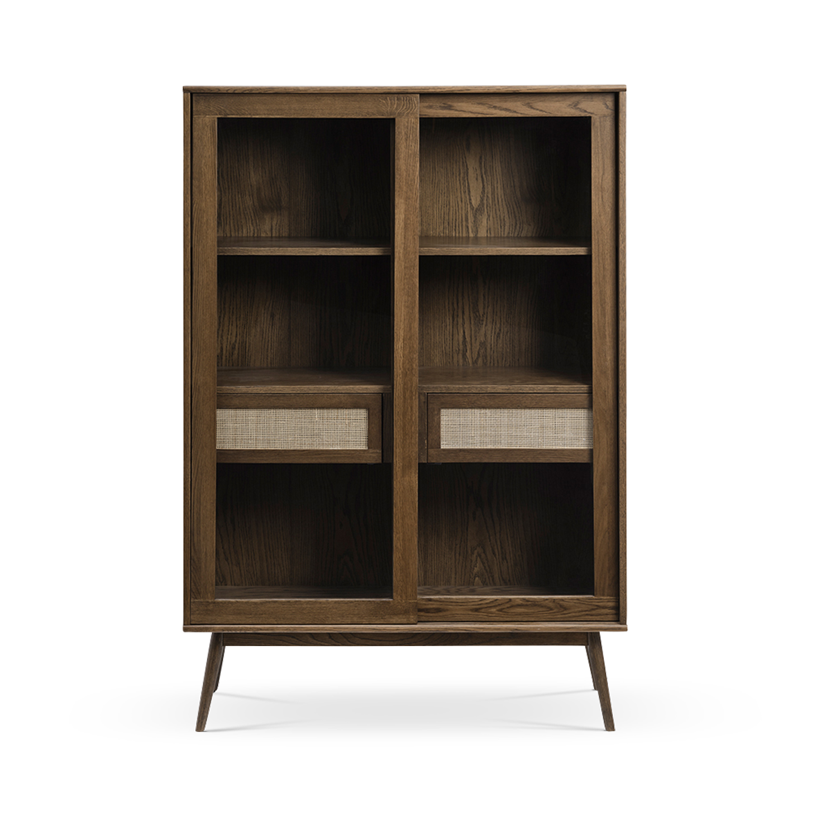 Olivine Boas Houten Vitrinekast met Lade - B 110 cm - Gerookt Eiken
