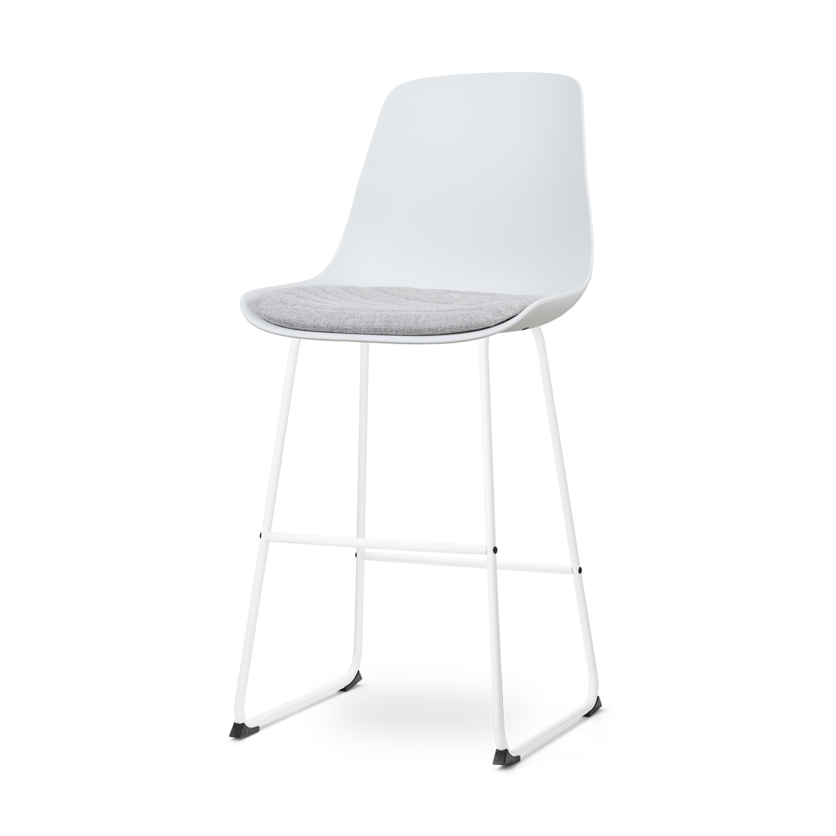 Nolon Nino-Liv Barkruk Wit - Lichtgrijs Kussen - Wit Frame - 75 cm