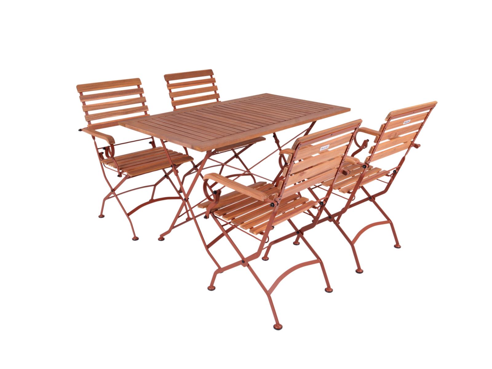 MaximaVida inklapbare acacia tuinset Toscana 120 cm roestbruin - stoel