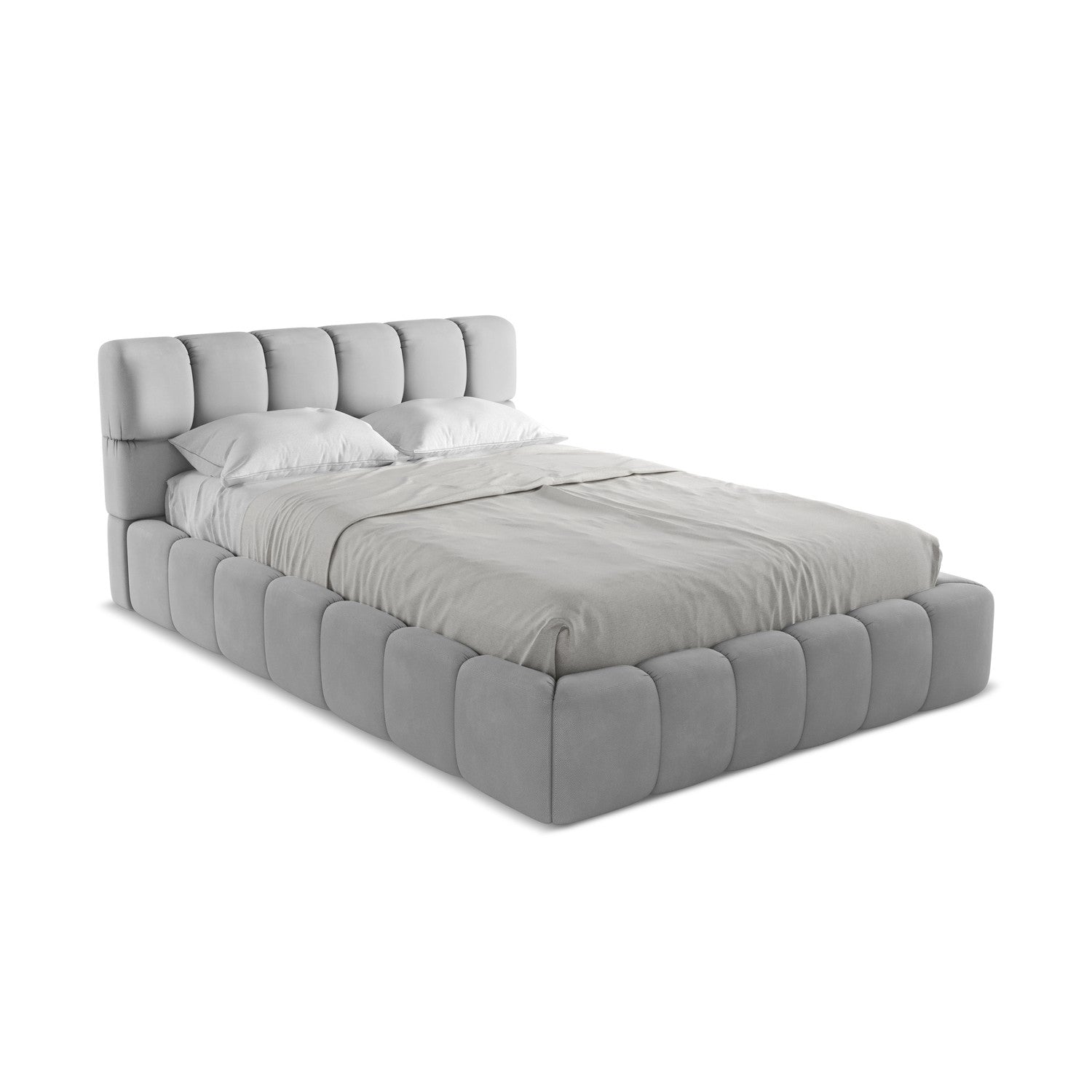 LaMiaSofa Bed met opbergruimte Roma - chenille stof - lichtgrijs - 160