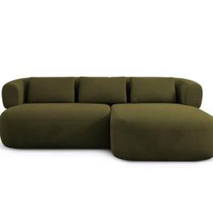 Micadoni rechter hoekbank Jenny 5-zits, flueel groente – 145x200x73cm Micadoni rechter hoekbank Jenny 5-zits, flueel groente – 145x200x73cm