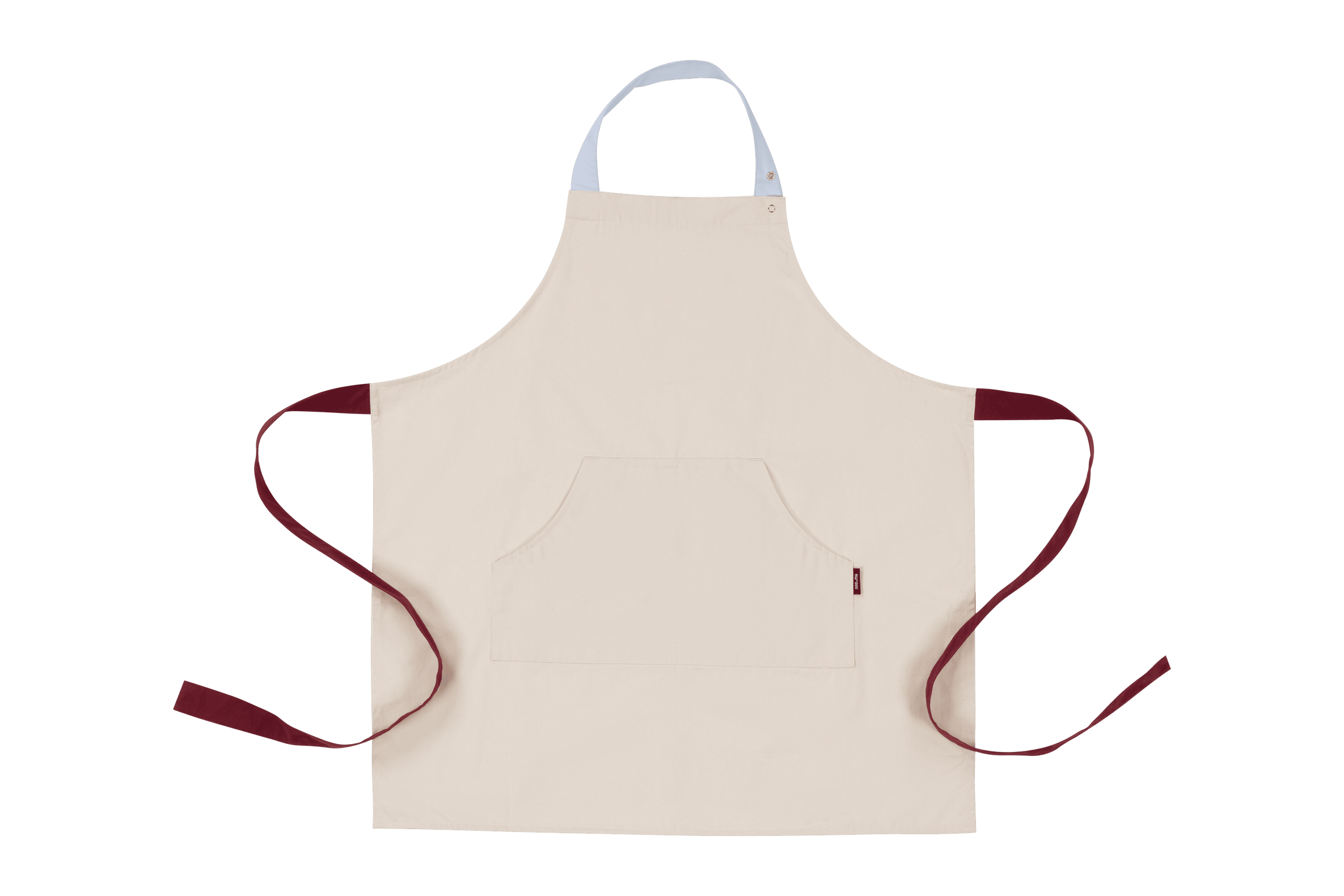 noo.ma Rubi schort - beige, bordeaux & blauw, 100% katoen, verstelbare