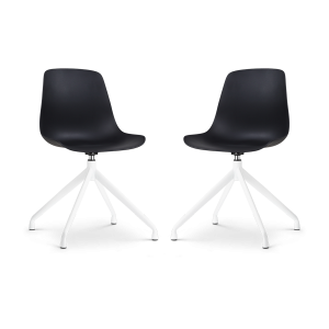 Nolon Nola-Pip Draaibare Eetkamerstoelen Zwart – Wit Onderstel – 2x Nolon Nola-Pip Draaibare Eetkamerstoelen Zwart – Wit Onderstel – 2x