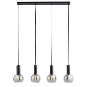 Lighto | Art deco hanglamp zwart met smoke glas 4-lichts | Juna Lighto | Art deco hanglamp zwart met smoke glas 4-lichts | Juna