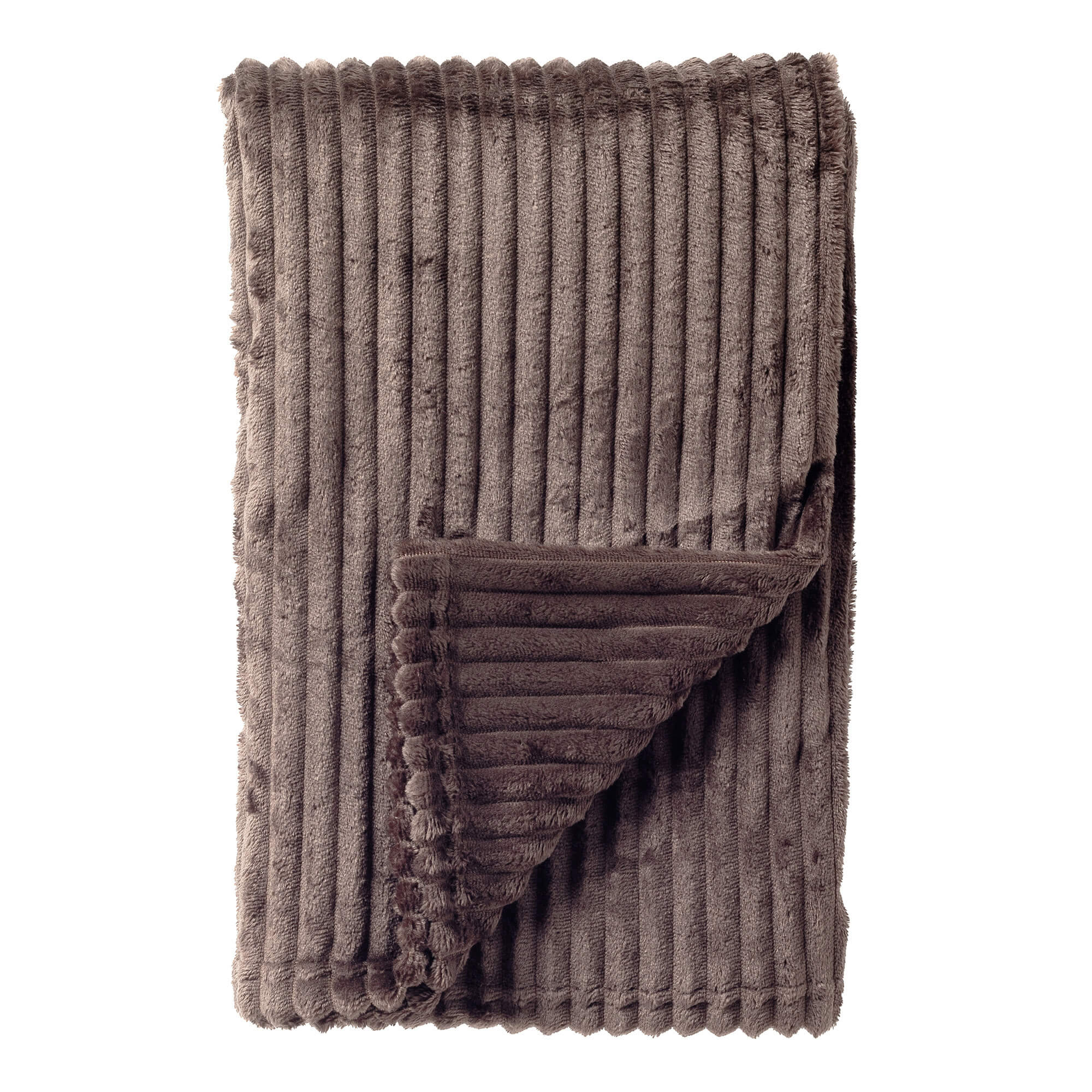 MARTHY - plaid 140x180 cm - ribfluweel - gerecycled - Driftwood - taup
