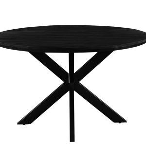 Livingfurn eetkamertafel Jesper Round – 130cm – mangohout – zwart Livingfurn eetkamertafel Jesper Round – 130cm – mangohout – zwart