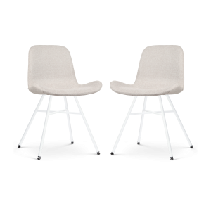 Nolon Noa-Fé Eetkamerstoelen Set van 2 – Beige – Witte Poten Nolon Noa-Fé Eetkamerstoelen Set van 2 – Beige – Witte Poten