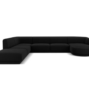 Micadoni Panoramische hoekbank links Miley 6-zits, flueel, zwart – 255 Micadoni Panoramische hoekbank links Miley 6-zits, flueel, zwart – 255