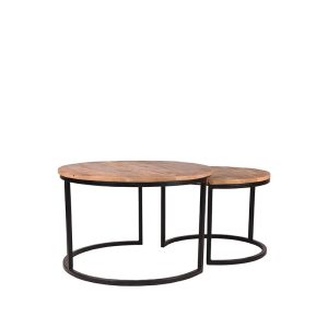 LABEL51 Salontafel Double – Naturel Mangohout – 70x70x45cm – Set van 2 LABEL51 Salontafel Double – Naturel Mangohout – 70x70x45cm – Set van 2