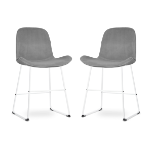 Nolon Nino-Fé Barkrukken Set van 2 – Velvet Grijs – Wit – 65 cm Nolon Nino-Fé Barkrukken Set van 2 – Velvet Grijs – Wit – 65 cm
