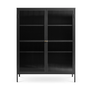 Olivine Katja Metalen Vitrinekast met Ribglas – B 111 cm – Zwart Olivine Katja Metalen Vitrinekast met Ribglas – B 111 cm – Zwart