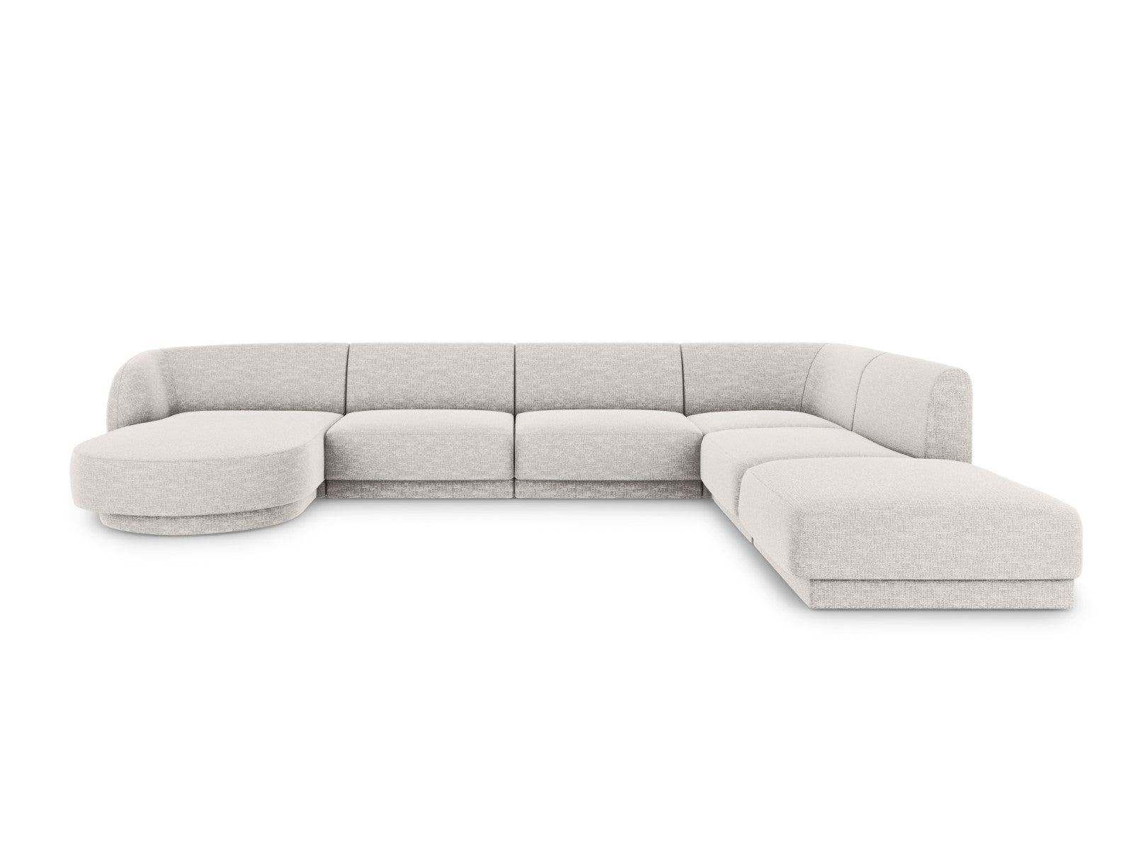 Micadoni Panoramische hoekbank rechts Miley 6-zits, chenille, lichtgri