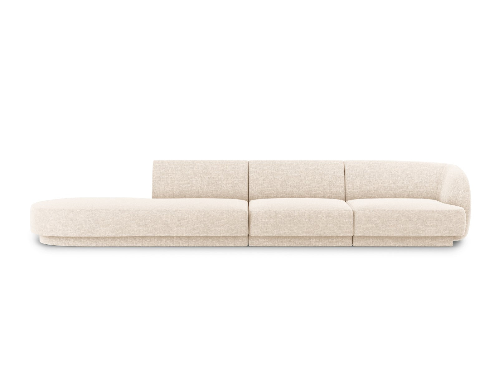 Micadoni linker bank Miley 4-zits, structurele stof ivoor - 90x323x70c