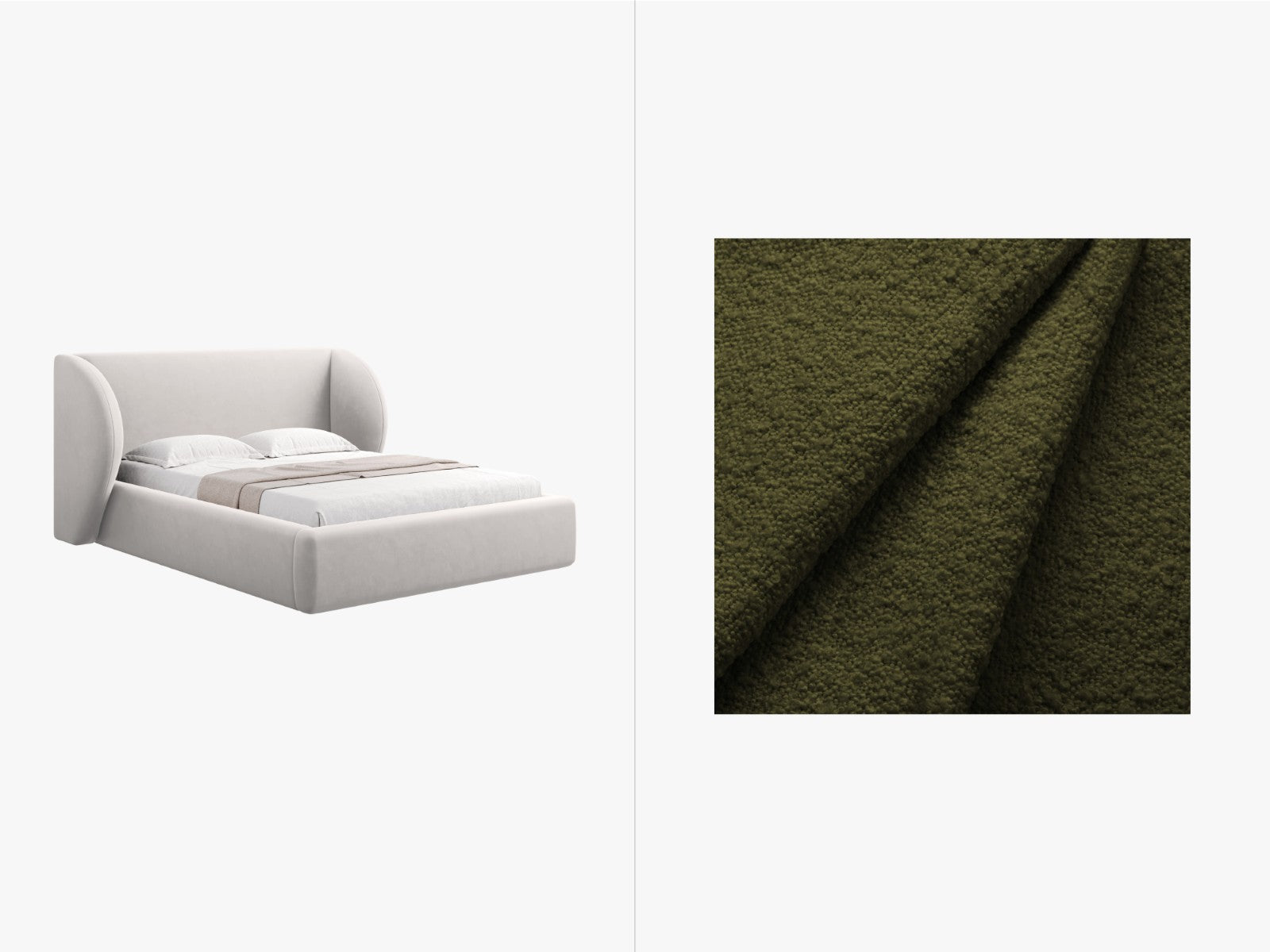 Micadoni Opbergbed met hoofdeinde Miley 200x140cm boucle donker olijfg