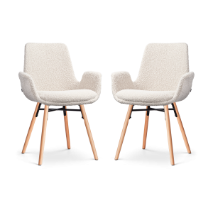 Nolon Nena-Eef Eetkamerstoelen Set van 2 – Bouclé Beige – Naturel Hout Nolon Nena-Eef Eetkamerstoelen Set van 2 – Bouclé Beige – Naturel Hout
