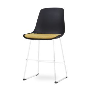 Nolon Nino-Liv Barkruk Zwart – Okergeel Kussen – Wit Frame – 65cm Nolon Nino-Liv Barkruk Zwart – Okergeel Kussen – Wit Frame – 65cm