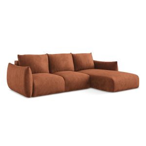 LaMiaSofa hoekbank rechts Savona – chenille stof – terracotta – 242×16