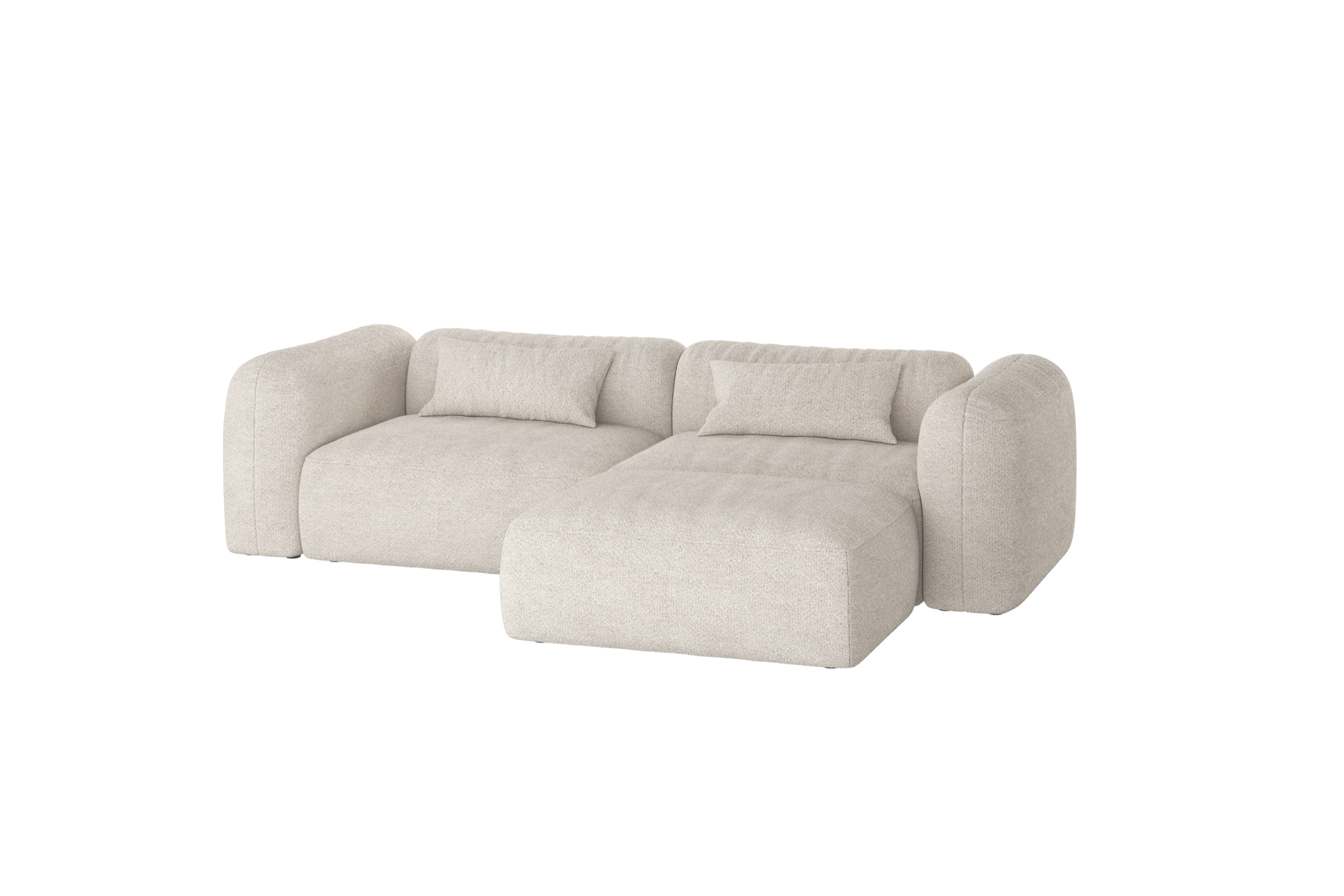 noo.ma Yaro 3-zits hoekbank - Desert Beige Bouclé, zachte zit, 263x169