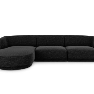 Micadoni linker hoekbank Miley 4-zits, chenille, zwart – 156x255x70cm Micadoni linker hoekbank Miley 4-zits, chenille, zwart – 156x255x70cm