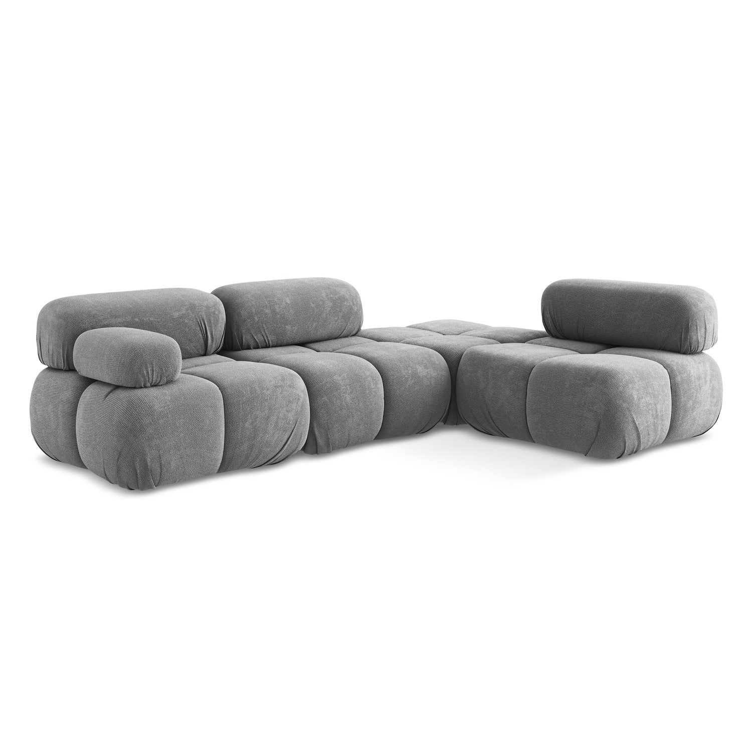 LaMiaSofa hoekbank rechts Sanremo - chenille stof - grijs - 285x190x70