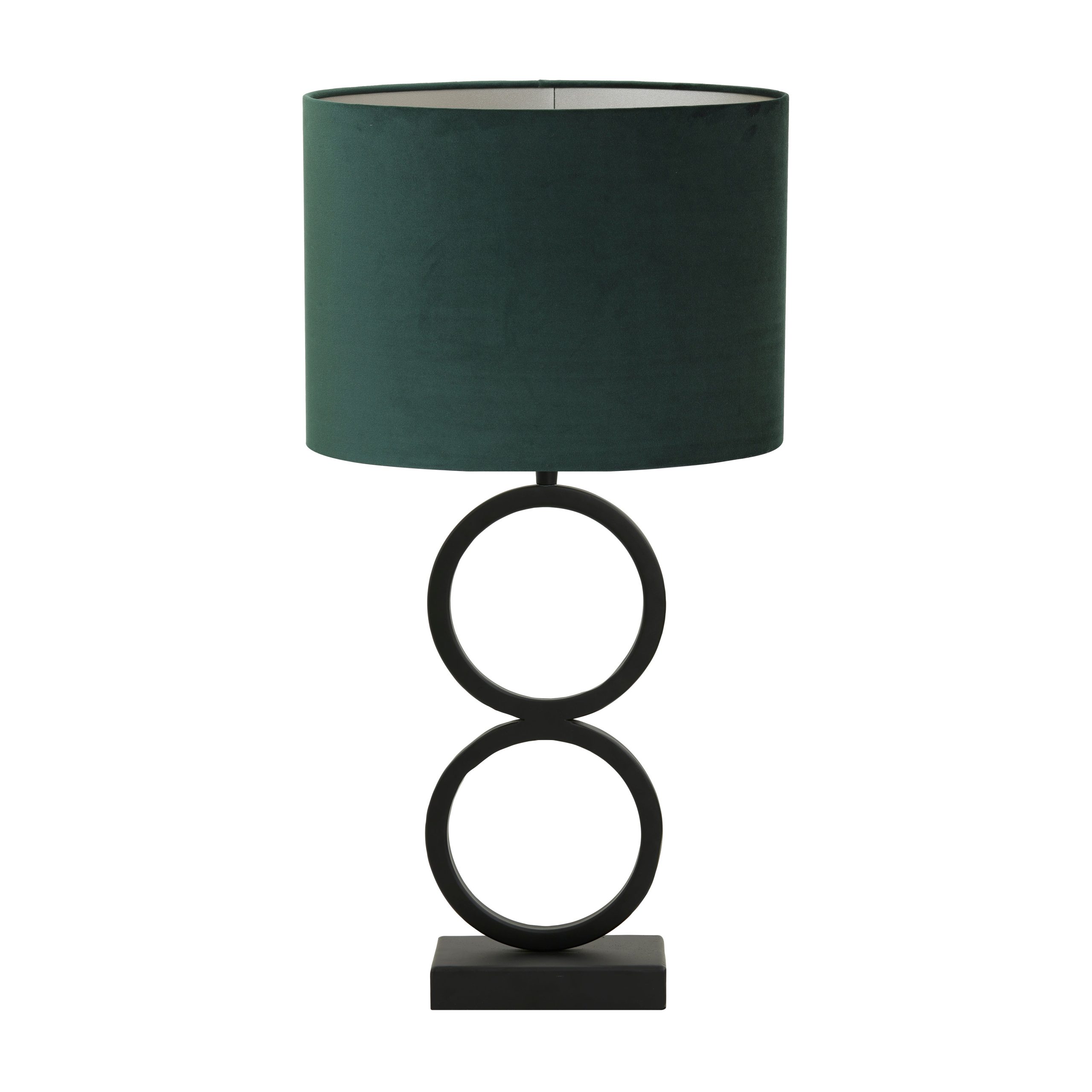 Light & Living tafellamp Stelios/Velours ovaal - zwart, groen - 30x15x