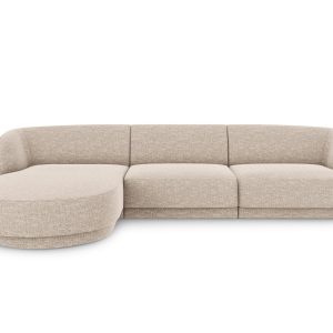 Micadoni linker hoekbank Miley 4-zits, chenille, beige – 156x255x70cm Micadoni linker hoekbank Miley 4-zits, chenille, beige – 156x255x70cm