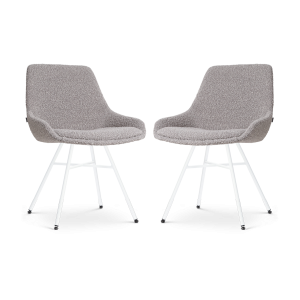 Nolon Noa-Isa Eetkamerstoelen Set van 2 – Bouclé Taupe – Wit Nolon Noa-Isa Eetkamerstoelen Set van 2 – Bouclé Taupe – Wit