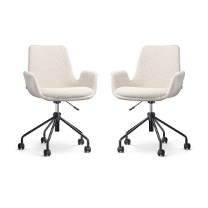 Nolon Nout-Eef Bureaustoelen Set van 2 – Bouclé Beige – Zwart
