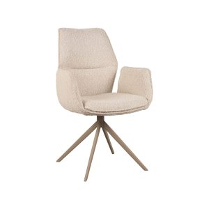 LABEL51 Eetkamerstoel Mellow – Naturel/taupe – Zithoogte 50cm