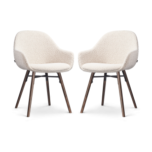 Nolon Nena-Mae Eetkamerstoelen Set van 2 – Bouclé Beige – Walnoot Nolon Nena-Mae Eetkamerstoelen Set van 2 – Bouclé Beige – Walnoot