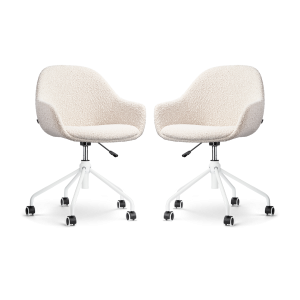 Nolon Nout-Mae Bureaustoelen Set van 2 – Bouclé Beige – Wit Nolon Nout-Mae Bureaustoelen Set van 2 – Bouclé Beige – Wit