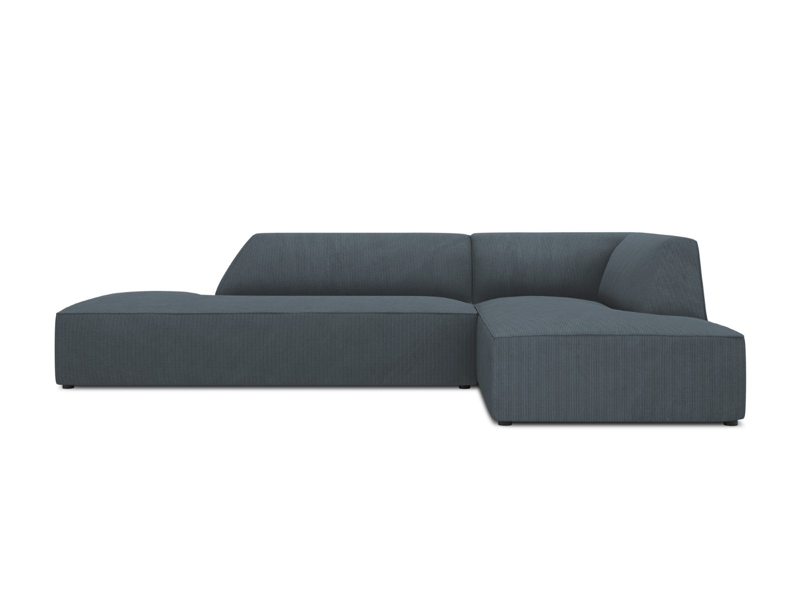 Micadoni rechter hoekbank Ruby 4-zits, ribfluwelen, blauw - 180x273x69